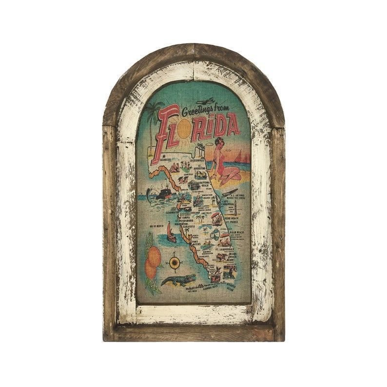 Florida Map Wall Art Rustic Farmhouse Decor