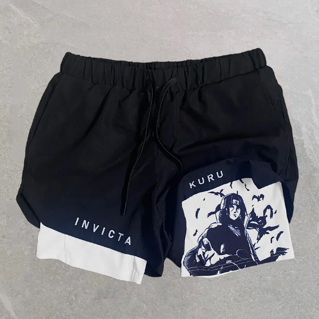 Naruto Print Double Layer Quick Dry Shorts