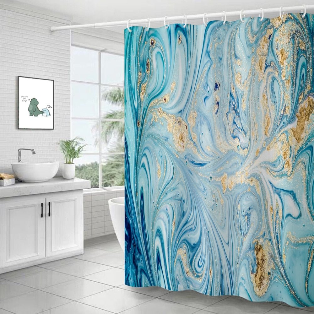 Polyester Abstract Marble Shower Curtain 3D Stripe Printing Colorful Bathroom Curtains Waterproof Fabric Bath Curtain Decor