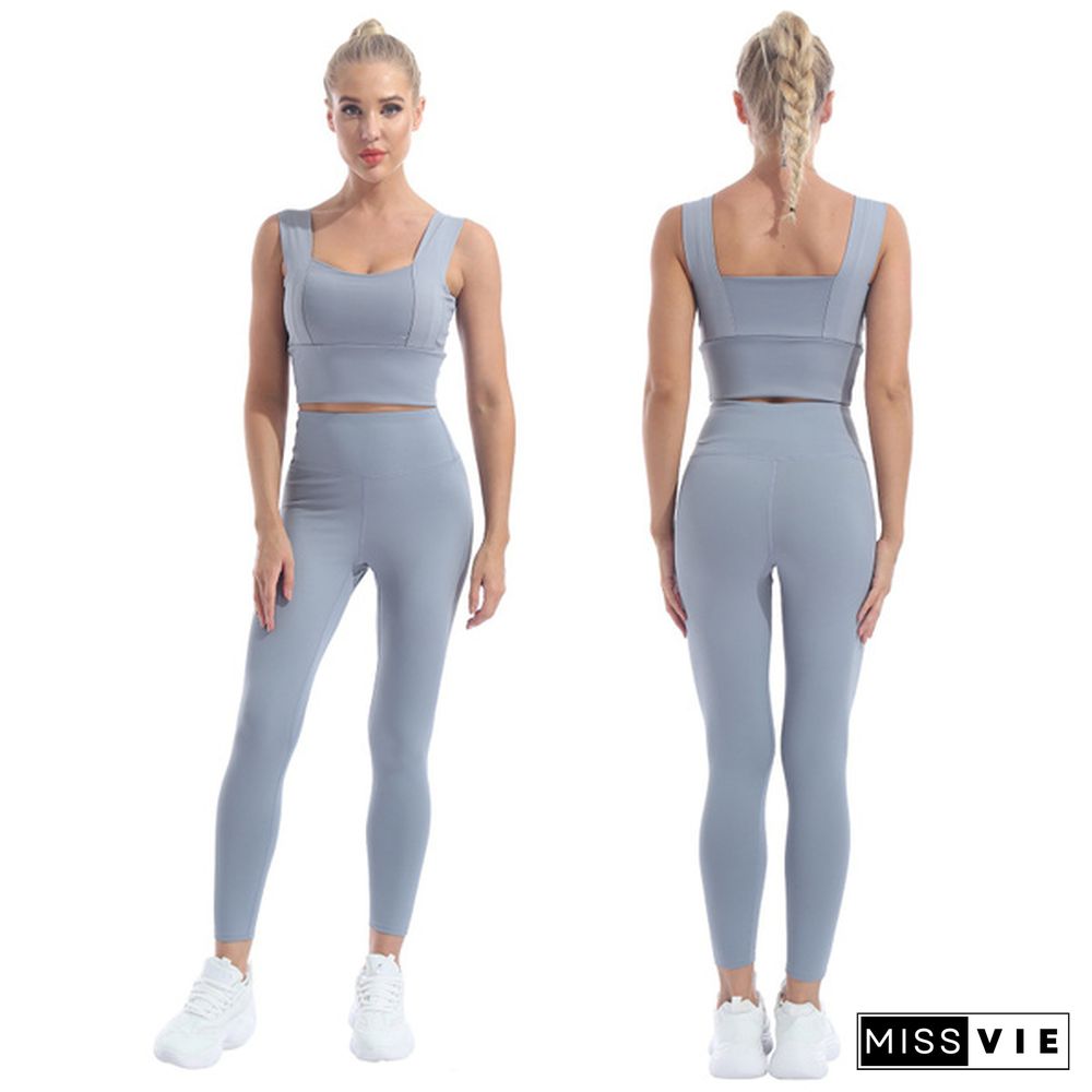 Women's Workout Outfit 2 Pieces Yoga Leggings with Sports Bra Gym Clothes Set