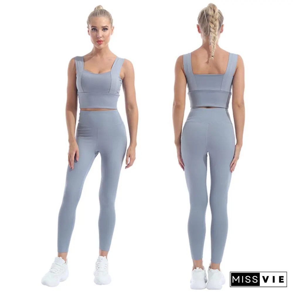 Women's Workout Outfit 2 Pieces Yoga Leggings with Sports Bra Gym Clothes Set