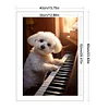 Bichon Frise Playing Piano-11CT Counted Cross Stitch 40*60cm/15.75*23.62in(Big Size)