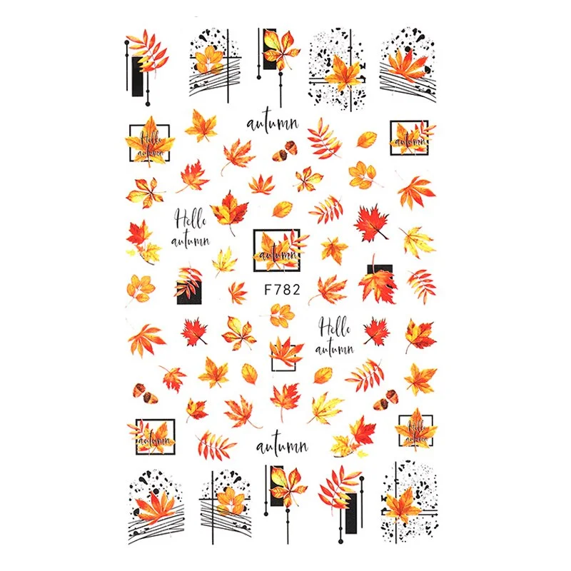 Churchf 1pcs Autumn Winter Nail Sticker Robin Snow Flower New Year Halloween Christmas 3D Decals Nail Art Design Decor Accessories-Nail Inspo