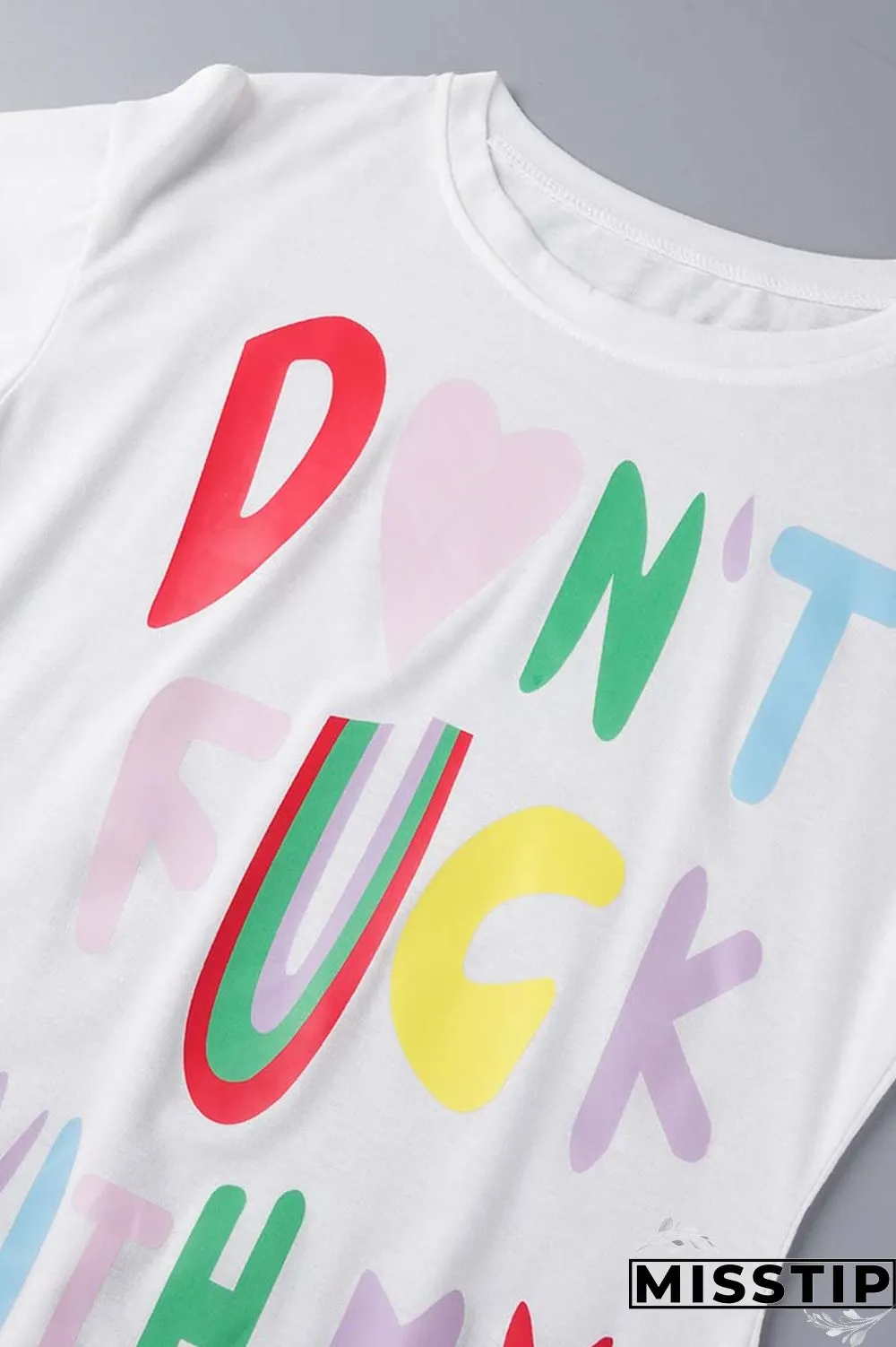 White Casual Letter Print Basic O Neck T-shirt Dress Short Sleeve Dress