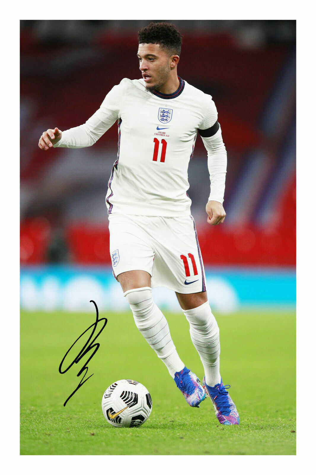 Jadon Sancho - England Euro 2020 2021 Autograph Signed Photo Poster painting Print