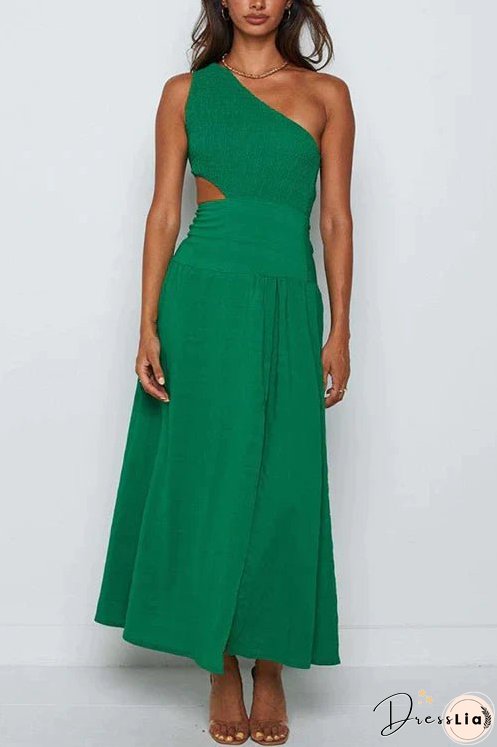 Meridress One Shoulder Sleeveless Cut Out Slit Beach Dress