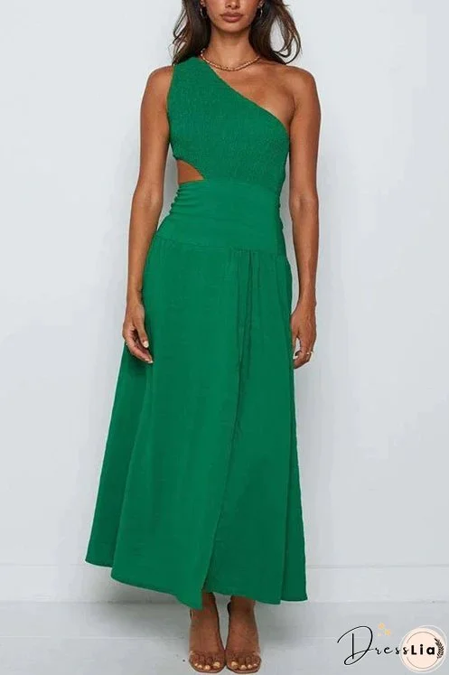 Meridress One Shoulder Sleeveless Cut Out Slit Beach Dress