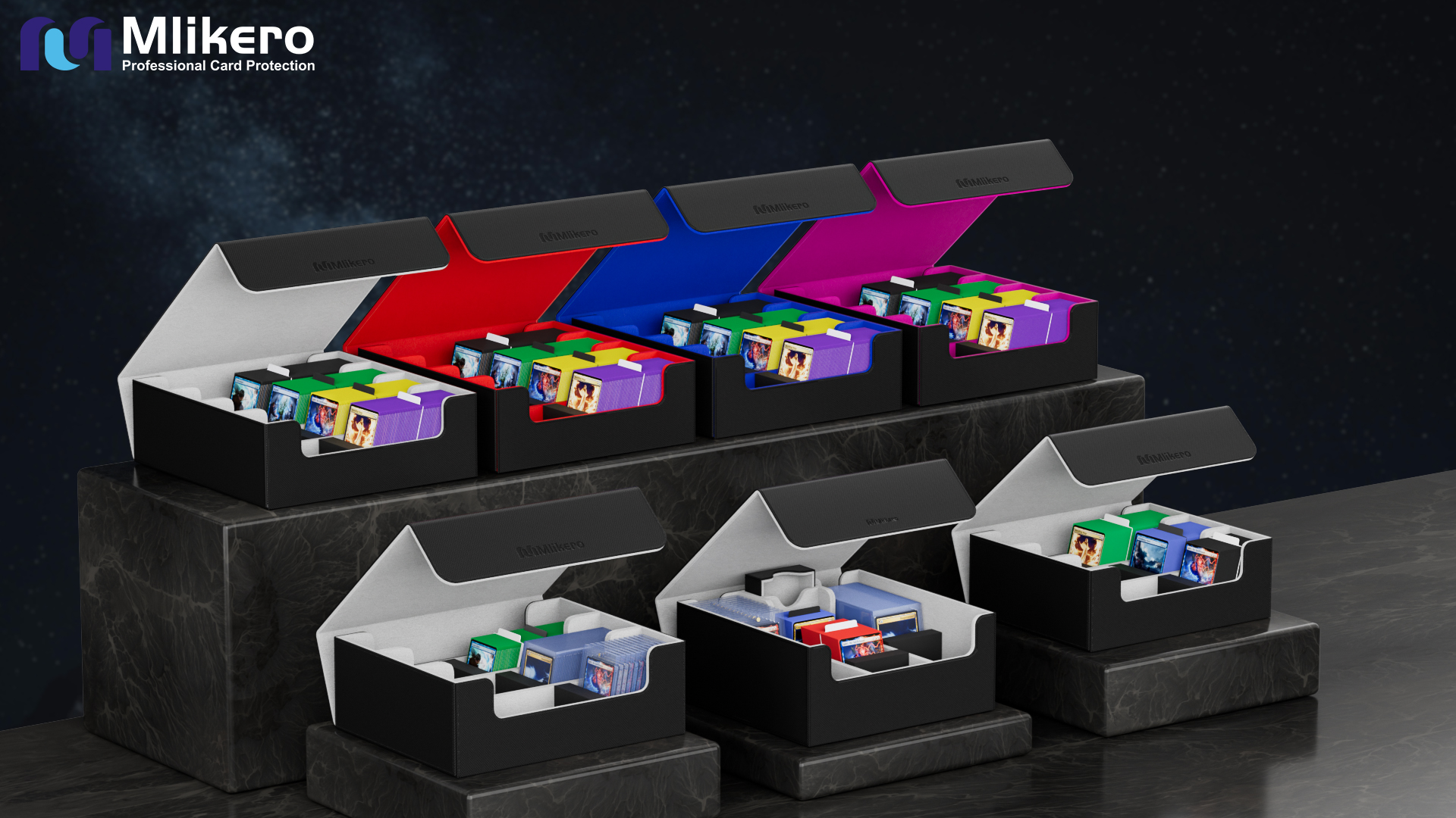 Mlikero Verzamelkaartenopbergdoos voor 1800 kaarten, magnetische kaarten, deck-box geschikt voor sportkaarten, premium commanderkaarten, deck-box met 10 compatibele kaartverdelers