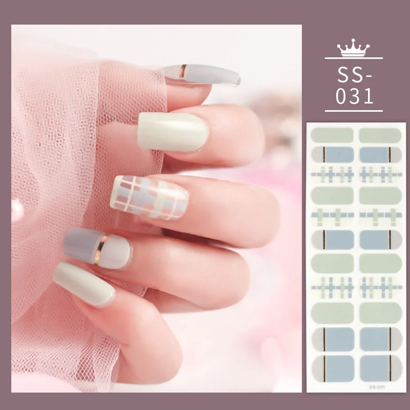 22Tips Colorful Nail Stickers Nail Accesoires Full Cover Stickers for Nails Self Adhesive Nail Art Nails Sticker Designer Shiny