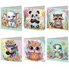 6PCS Diamond Painting Animal Greeting Cards Postcards with Envelopes