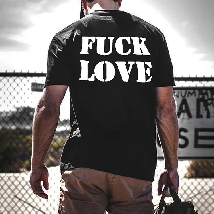 Comstylish “F*ck Love ”Short Sleeve Slogan T-Shirt