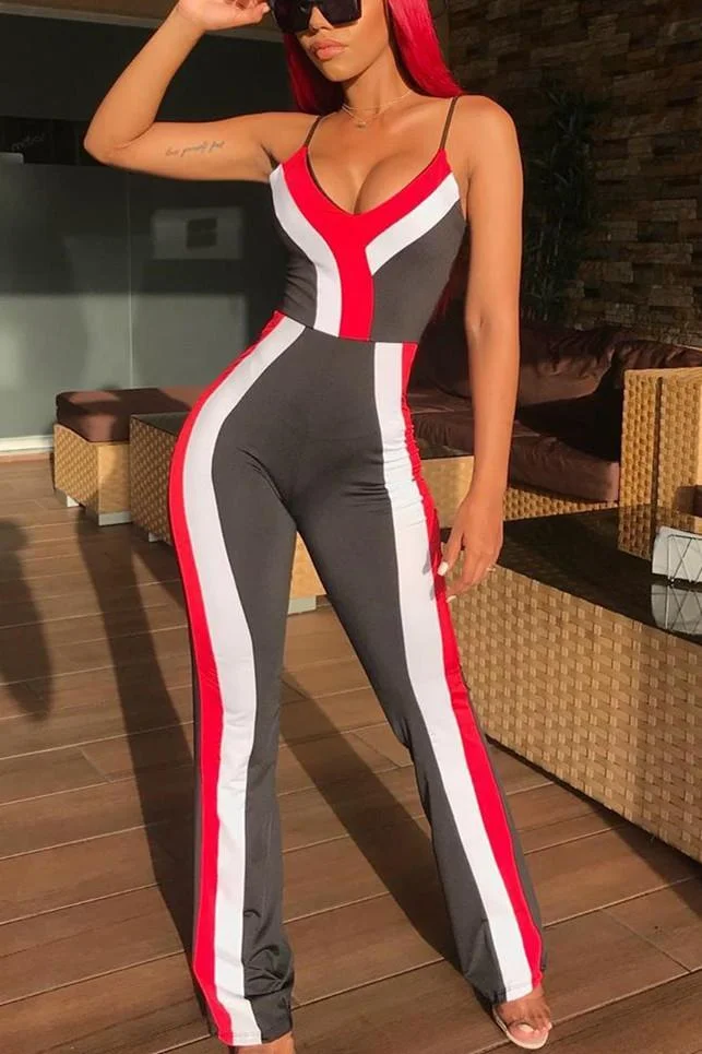 Fashion Stripe Slim-fit Jumpsuit