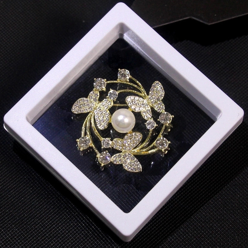 Basic Modern Style Classic Style Pin Animal Flower Alloy Plating Inlay Artificial Pearls Rhinestones Women’s Brooches