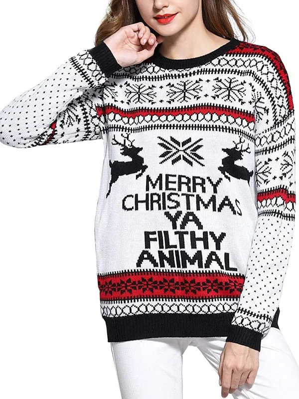 Women's Winter Christmas Casual Long Sleeve Crew Neck Sweater