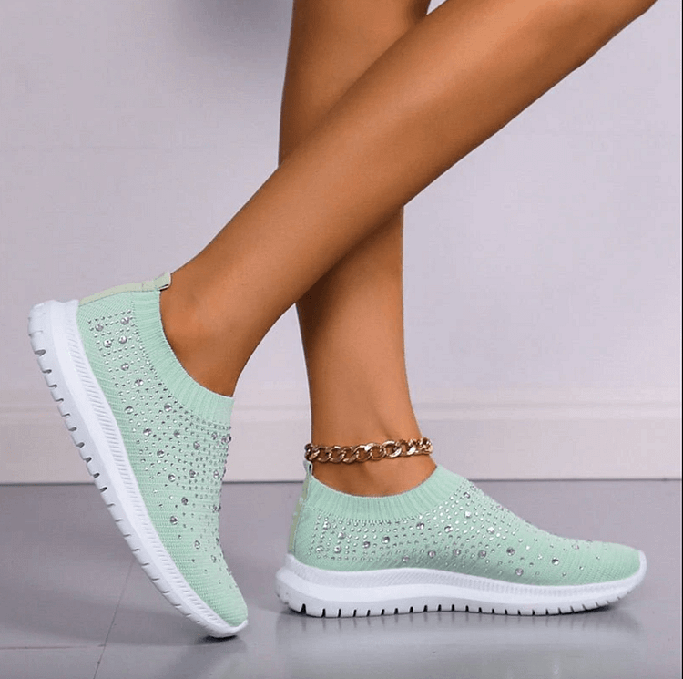 sale\Rainbow UK5/38\Women's Sparkle Rainbow Rhinestone Breathable Knitted Sneakers shopify Stunahome.com