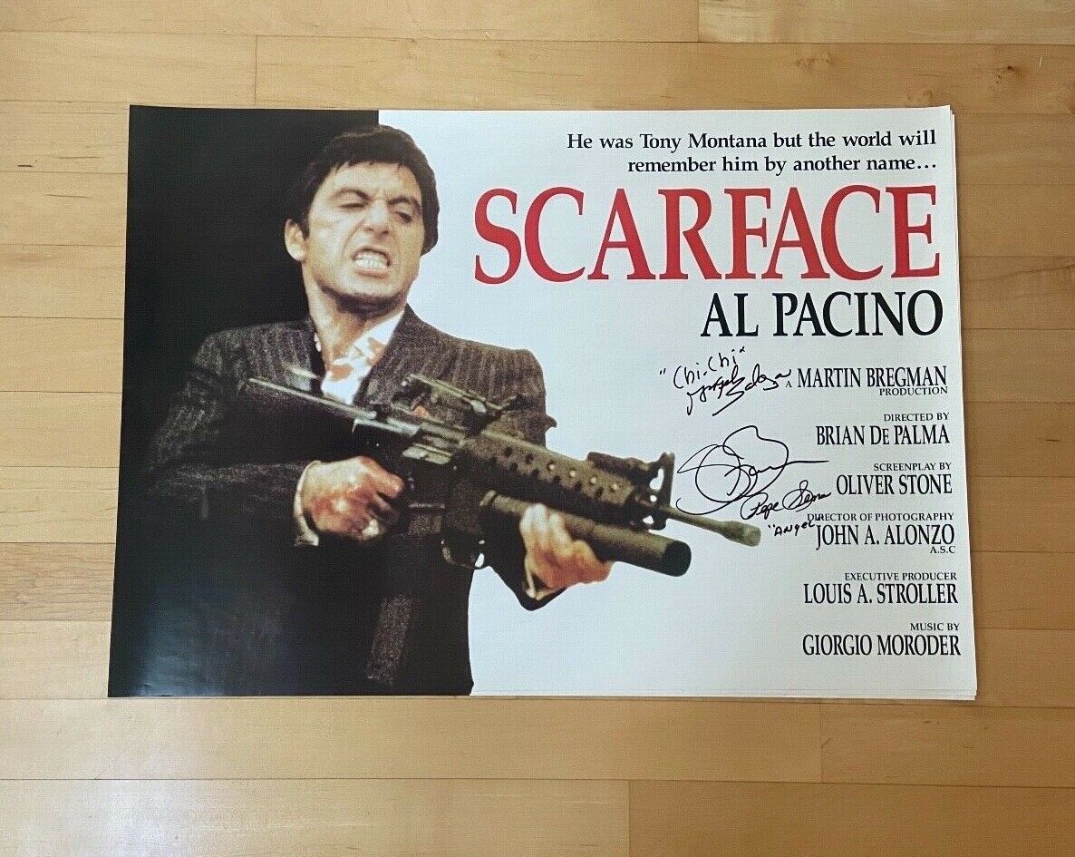 * SCARFACE * signed 23x34 movie poster * STEVEN BAUER, SERNA & SALAZAR * COA * 1