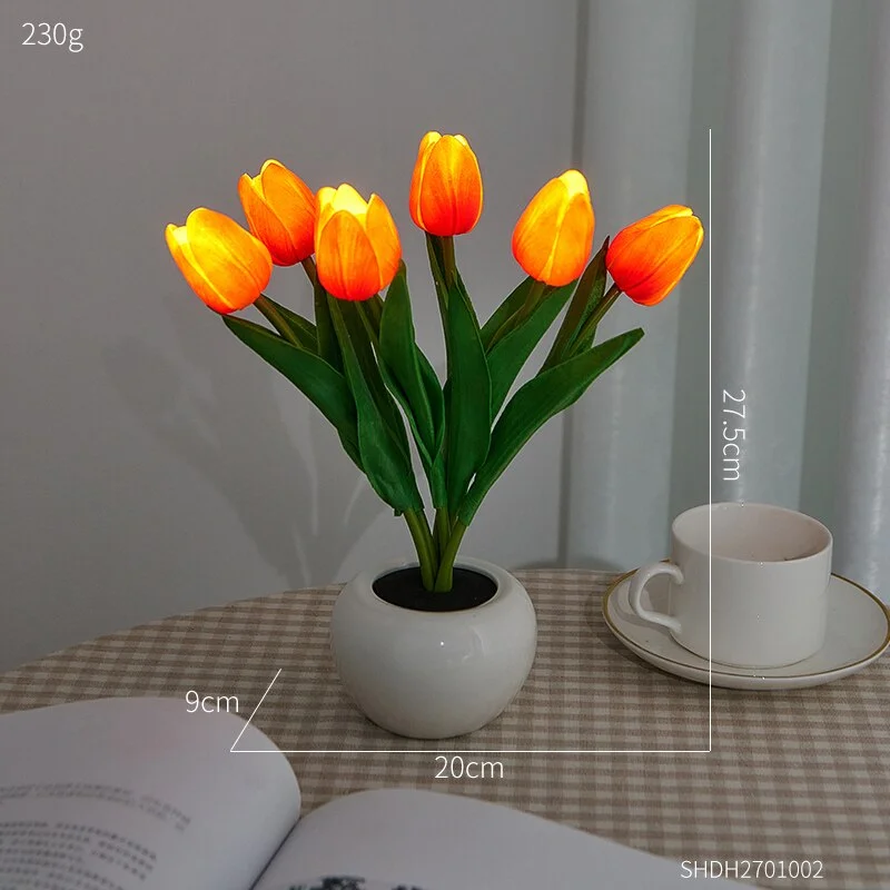 Athvotar LED Artificial Tulip Flowers White Yellow Real Touch Tulips Bouquet For Home Garden Decor Wedding Birthday Party Fake Flower