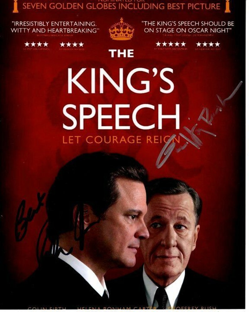 Colin firth and geoffrey rush signed autographed the kings speech Photo Poster painting