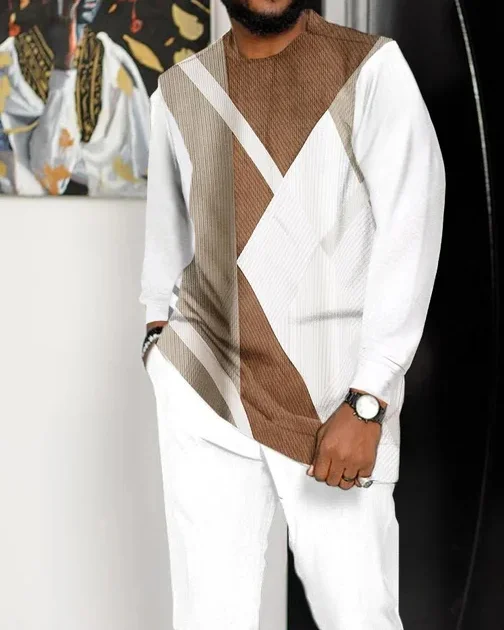Men's Casual Color Blocking Long Sleeve Walking Suit-007