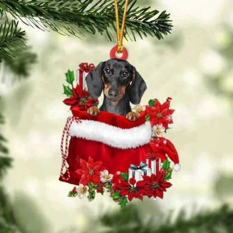 VigorDaily Dachshund In Gift Bag Christmas Ornament GB135