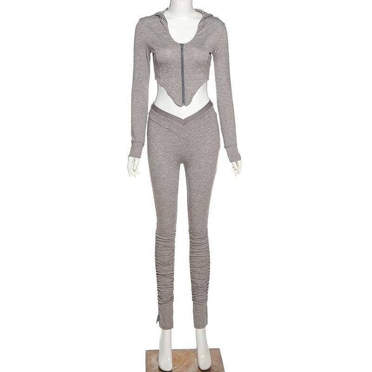 Autumn Hooded Tracksuit Women Stacked Leggings Sets Two Piece Outfits Sweat Suits Workout Sweatsuit 2 Piece Set women