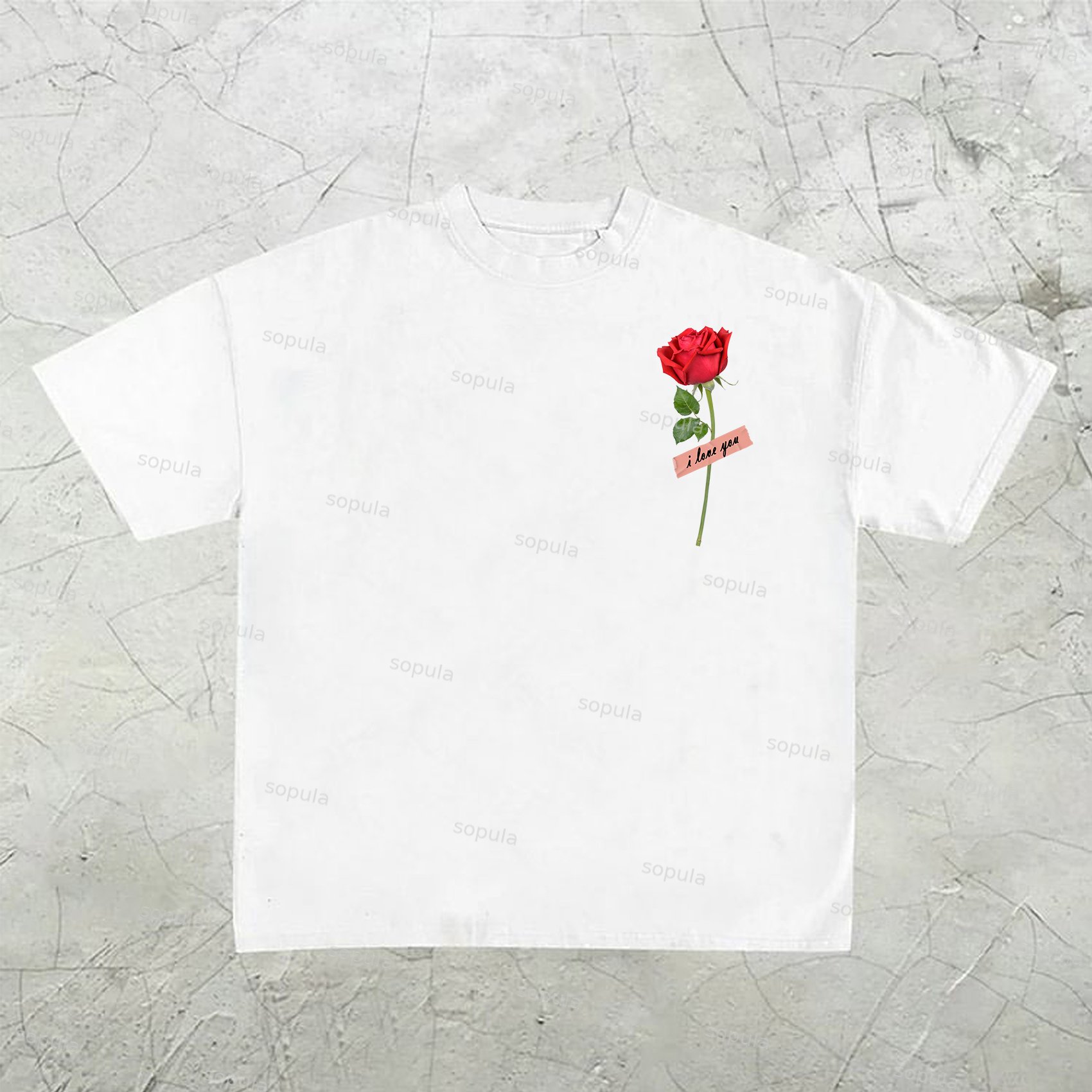 Sopula Casual Valentine's Day Rose Print Short Sleeve Cotton T-Shirt - Sopula｜Premium Graphic Tees & Graphic Clothing
