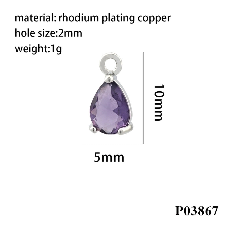 Minimalist Water Droplets Copper Plating Inlay Zircon 18k Gold Plated Charms