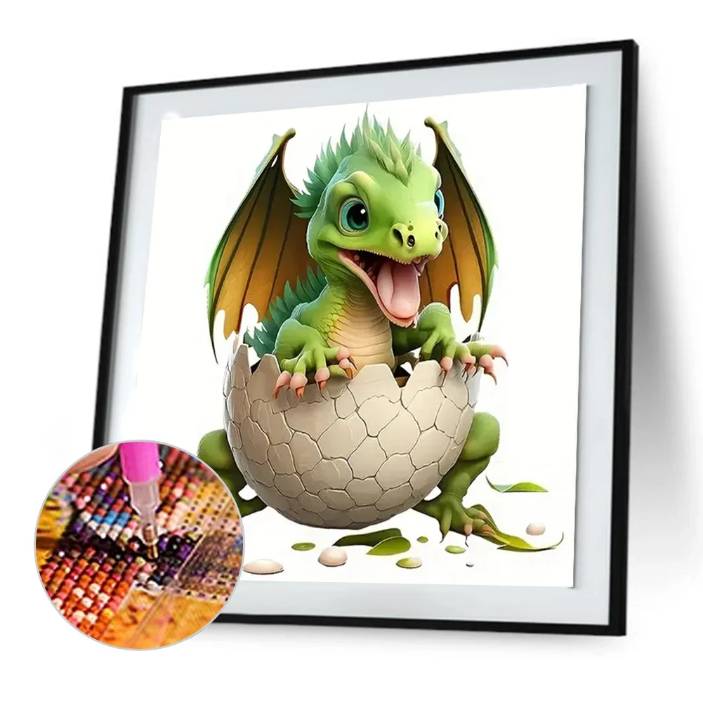 Full Round Diamond Painting 30*30cm - Little Dragon