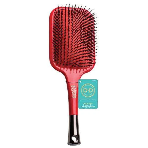 D&D Light Square Paddle Brush Coral Multi Nylon Bristle