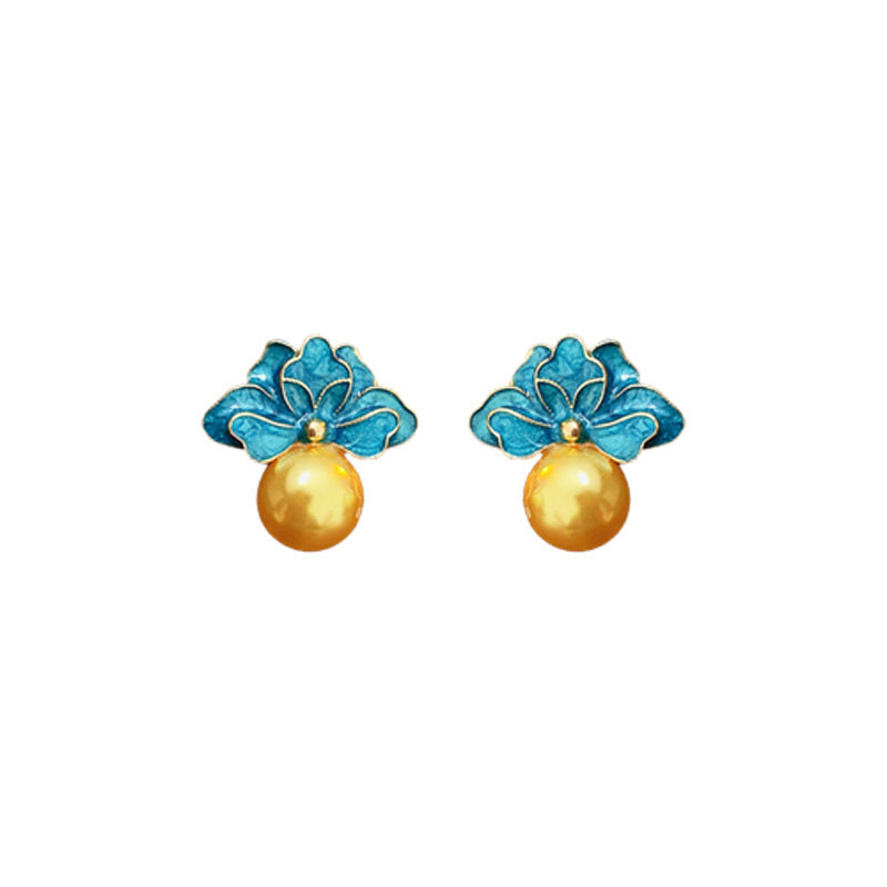 Medieval Flower Flower Alloy Oil Dripping Earrings
