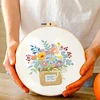 Flowers-DIY Embroidery Kit with Pattern Cotton Threads Needles Hoop 30*30cm/11.8*11.8in