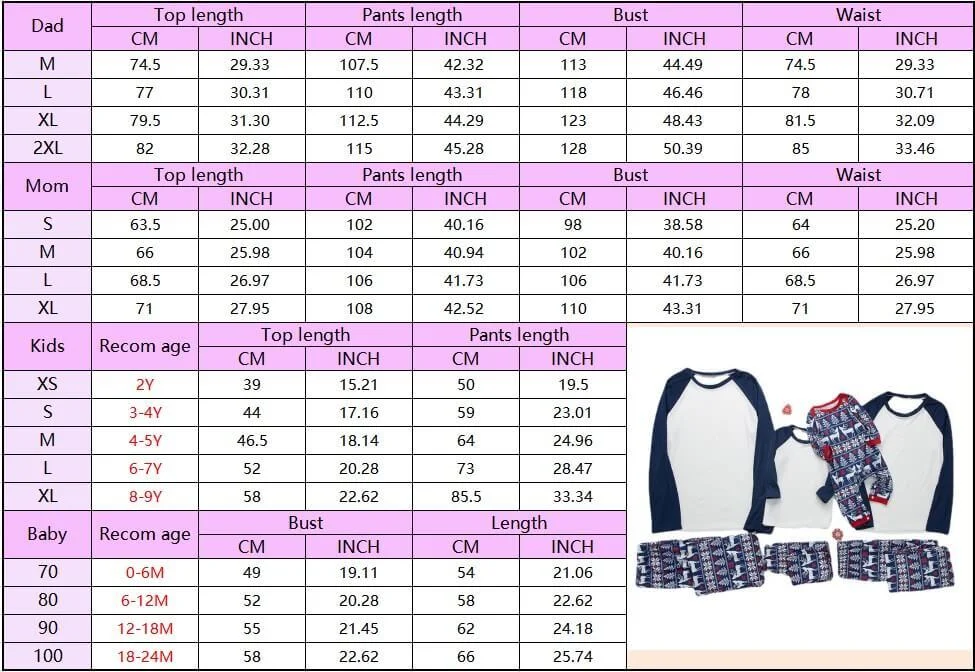 Merry Christmas Blue&White Long Sleeve Top and Pants With Christmas Trees Elk and Snow Print Family Matching Pajamas