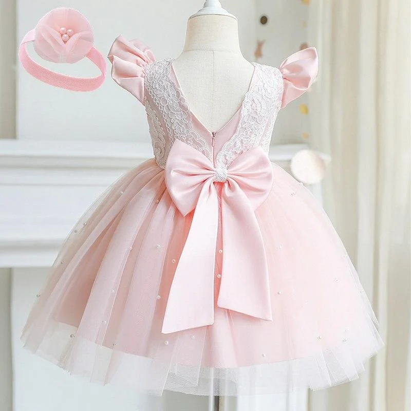 Summer Baby Dress Girl Beading 1st Birthday Dress For Baby Girl Dress Elegant Princess Dresses Infant Party Christening Gown