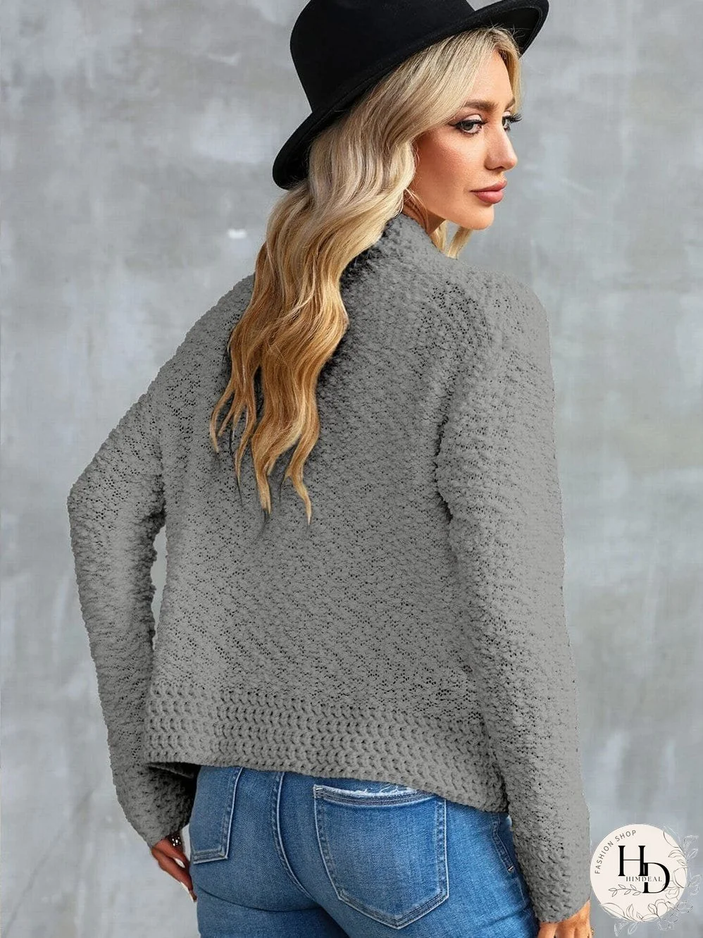 Textured Knit Long Sleeve Cardigan