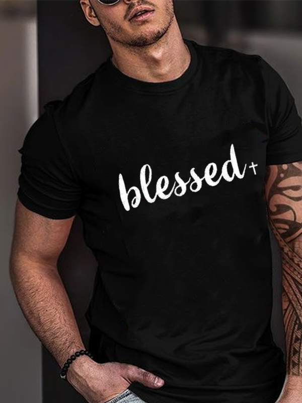 Blessed Cross Cotton Crew Neck T-shirt