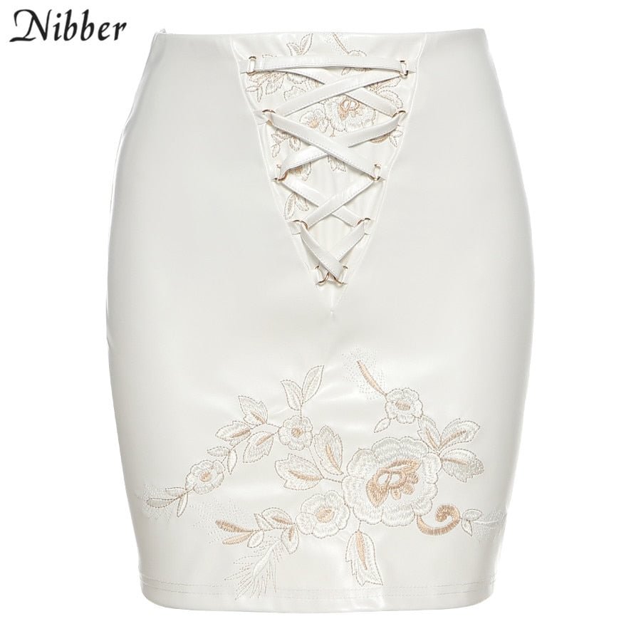 Nibber Spring New Of Office Lady Elegant Embroidery Mini Skirts Womens 2020 Summer Club Party Night Evening Ladies Casual Skirt