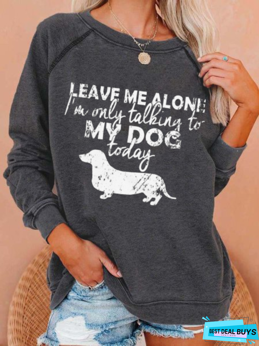 Casual Dog Slogan Tunic Sweatshirt