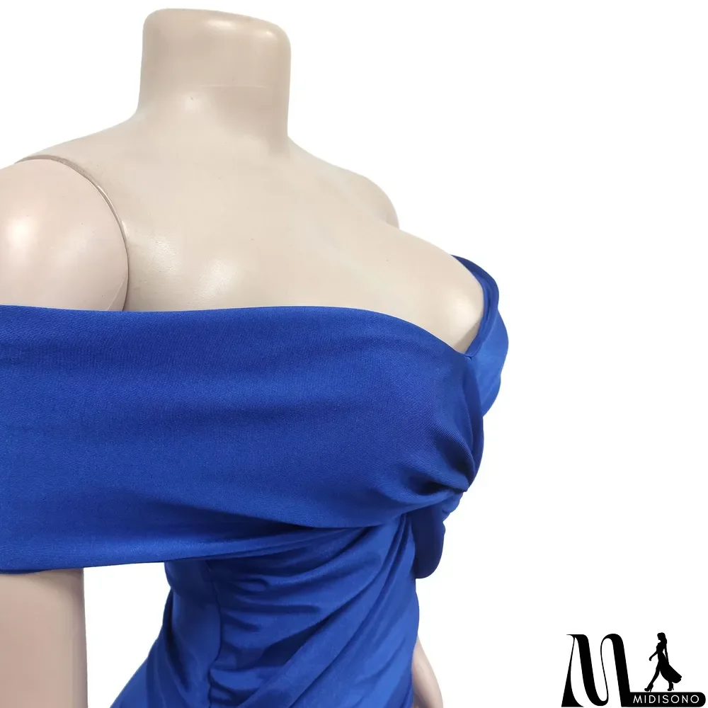 MidiSono - Sexy Cross Wrap Chest Cross Pleated Maxi Dress