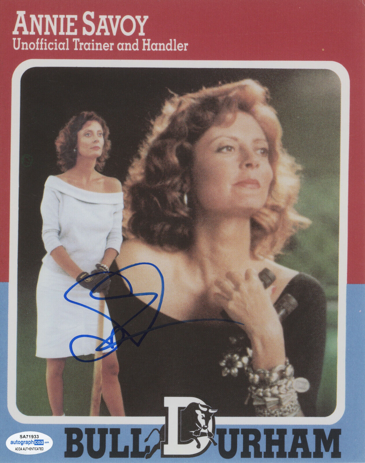 SUSAN SARANDON SIGNED BULL DURHAM