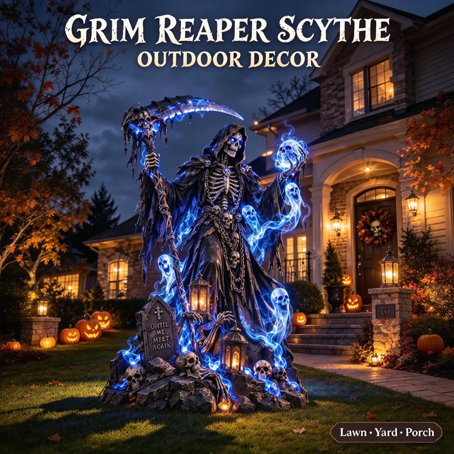 Grim Reaper Scythe Yard Statue