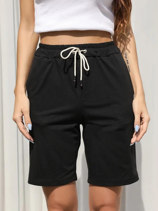 Drawstring Elastic Waist Cycling Shorts