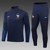 2023 France Half-Pull Training Suit Black Football Shirt 1:1 Thai Quality Set