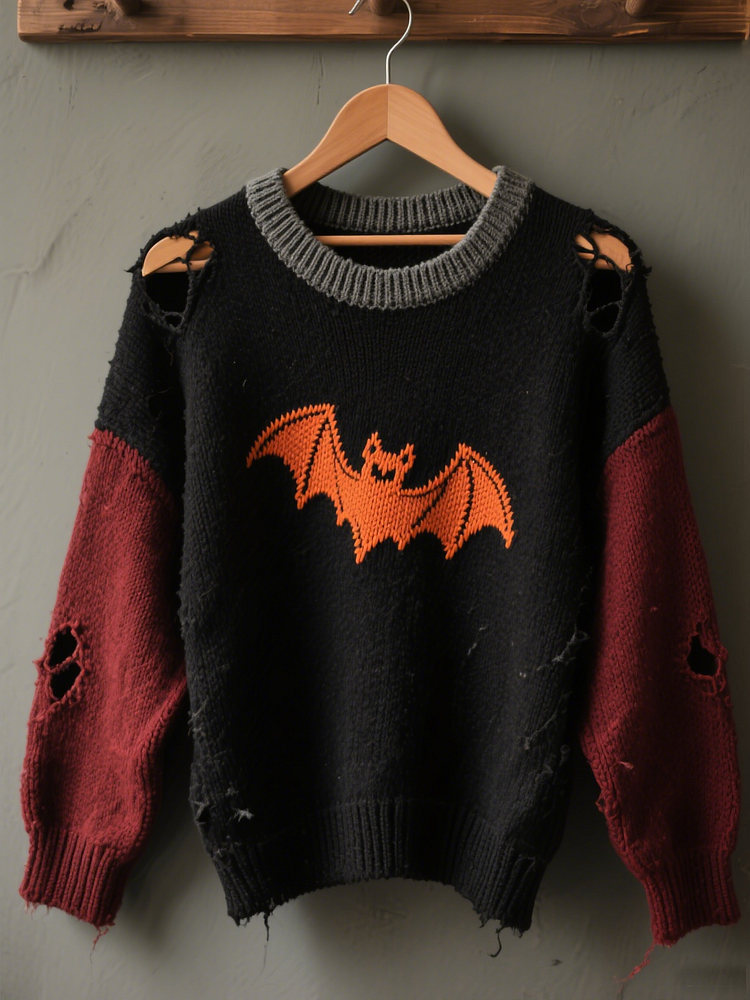 Halloween Contrast Patch Comfort Knitted Sweater
