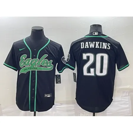 Men's Philadelphia Eagles #20 Brian Dawkins Black Cool Base Stitched Baseball Jersey ZL37