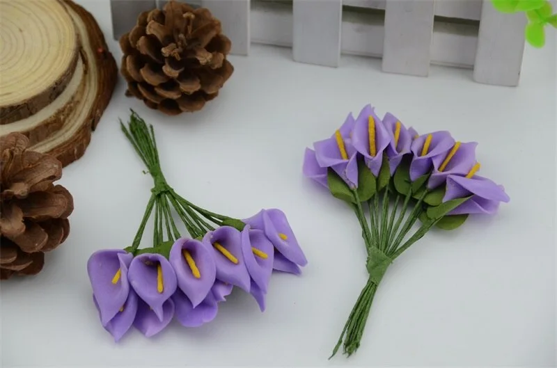 24pcs Real touch PE  Mini Calla lily artificial flowers Heads wedding decoration Multicolor Handmade DIY Scrapbooking