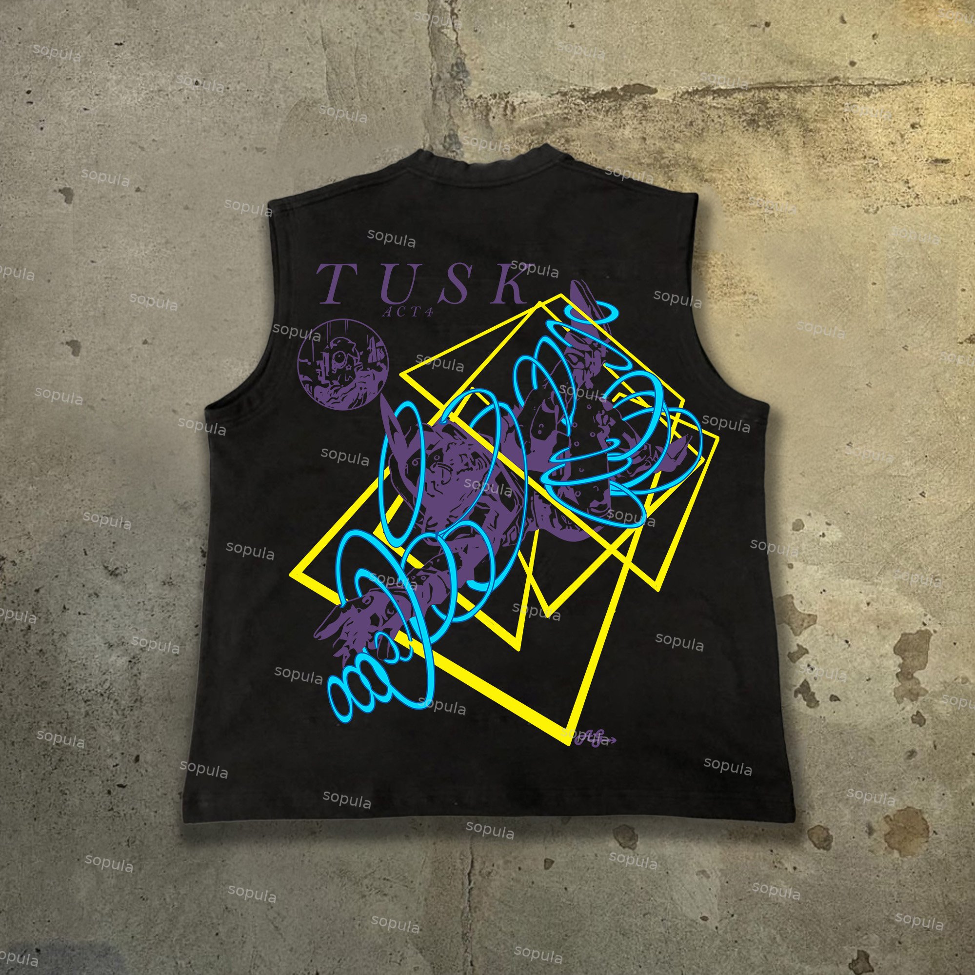 Vintage Cartoon Tusk Art Graphic 100% Cotton Tank Top - Sopula｜Premium Graphic Tees & Graphic Clothing