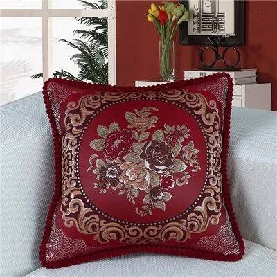 European Luxury Cushion Cover Floral Embroidered Pillow Case Home Decor Cushions For Sofa Living Room 50*50cm Throw Pillow Cover
