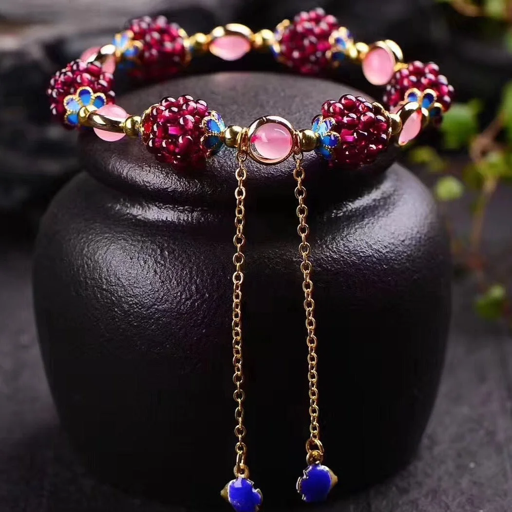 Garnet Tibetan Calm Charm Bracelet