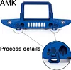 AMK Aluminum Alloy RC Crawler Car Front Rear Bumper with Tow Hook Winch Base for 1/6 SCX6 Jeep JLU Wrangler 4WD Upgrade Parts-2 in 1 Blue (2 in 1 Blue)