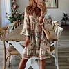 Bohemia Printed Sexy V Neck Dress